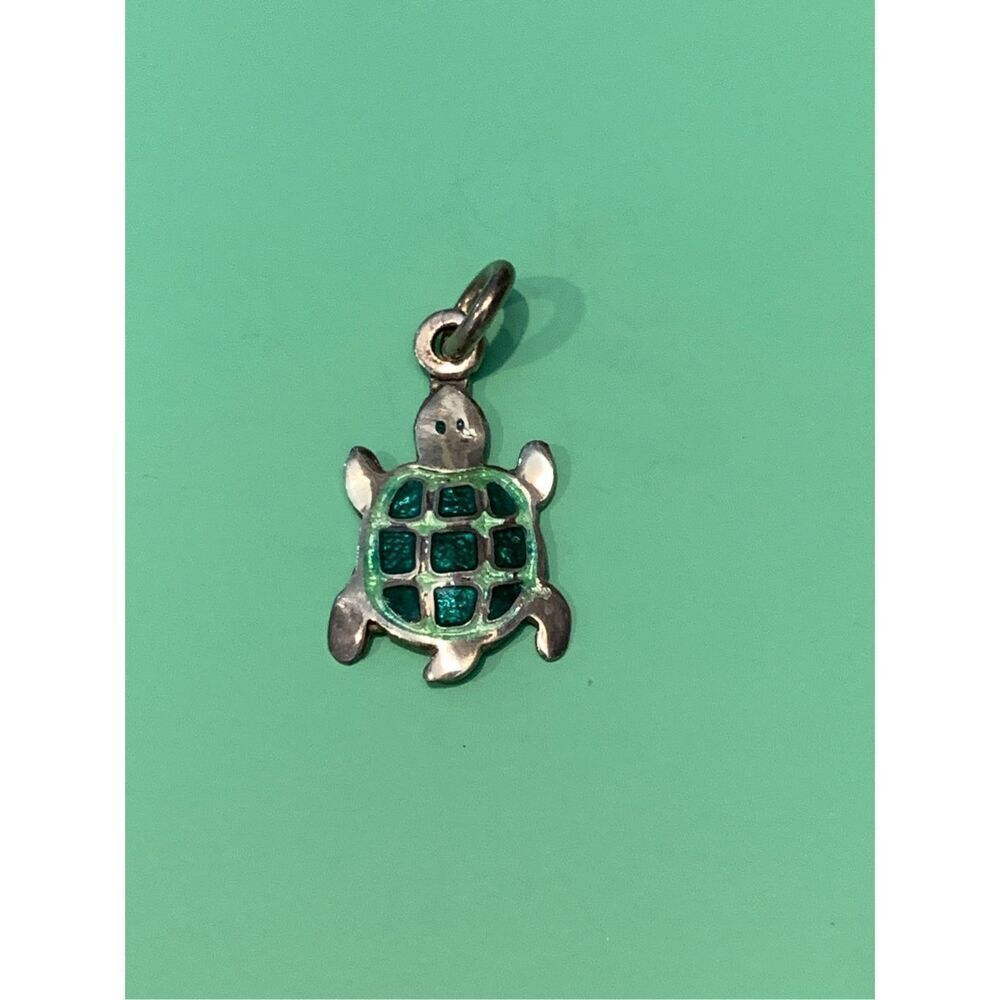 Vintage Green Turtle .980 Sterling Silver Jewelry Charm #sea life #turtle
